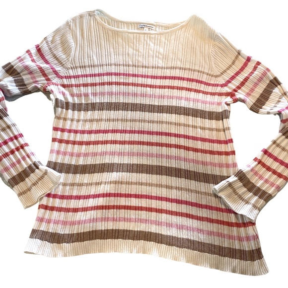 Women's Size Large Croft & Barrow Sweater Multi Stripe Sweater - Picture 4 of 9